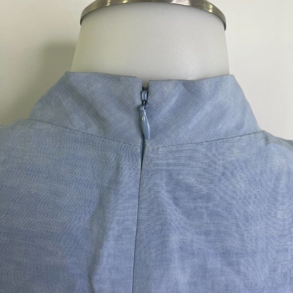 Zenobia Dress 6 Blue Silk Linen Sheath Pockets Cowl Neck A-line Light Sleeveless - Picture 6 of 11